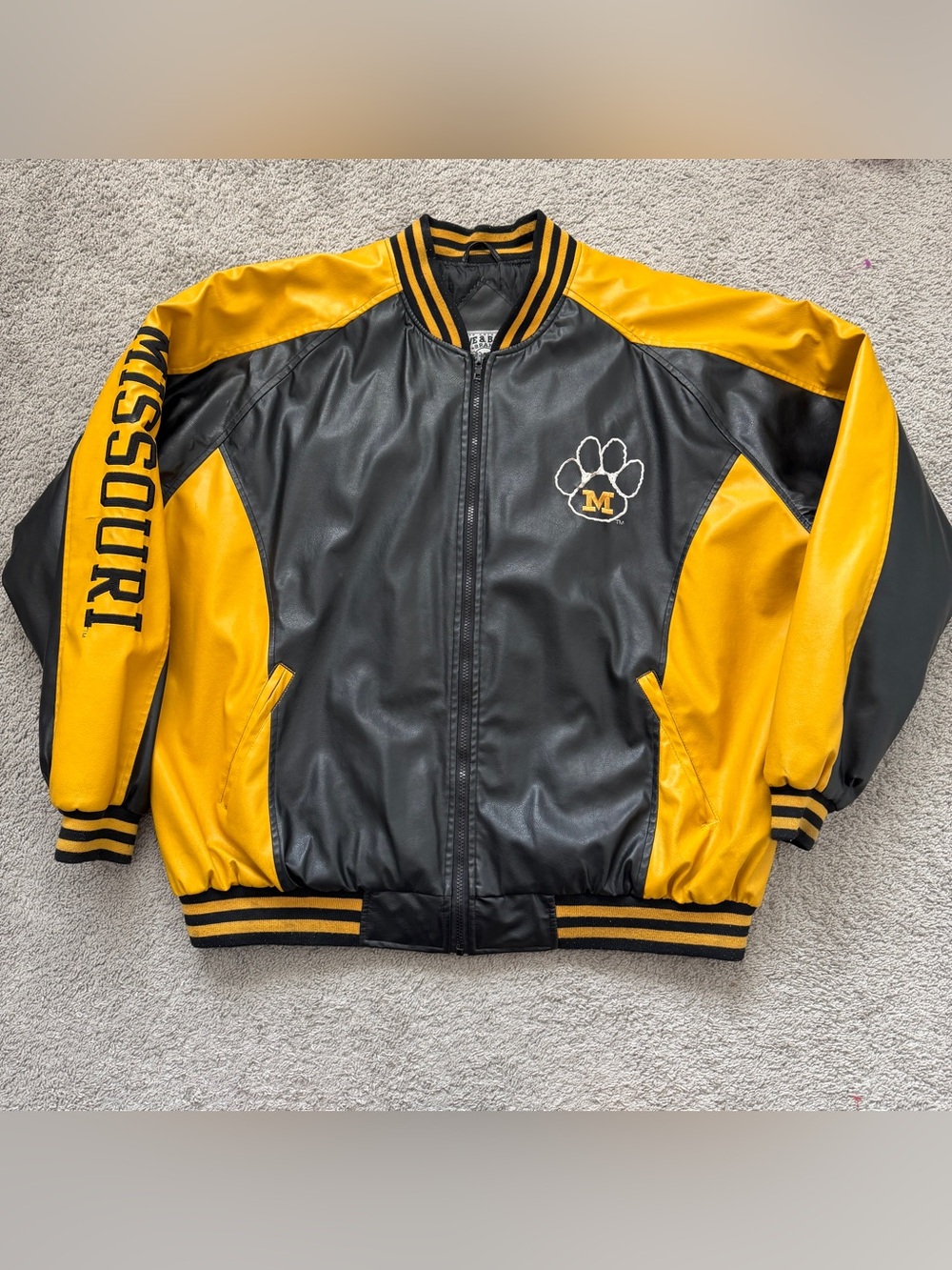 Mizzou Tigers Leather Jacket Men’s XXL - Vintage Steve & Barry’s Heavy Bomber